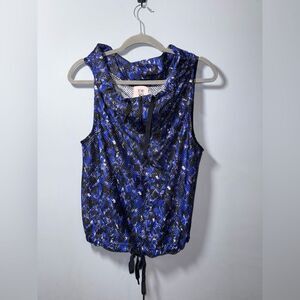 Demi Lovato Fabletics Sleeveless Blue & Black Knit Top Medium NWOT